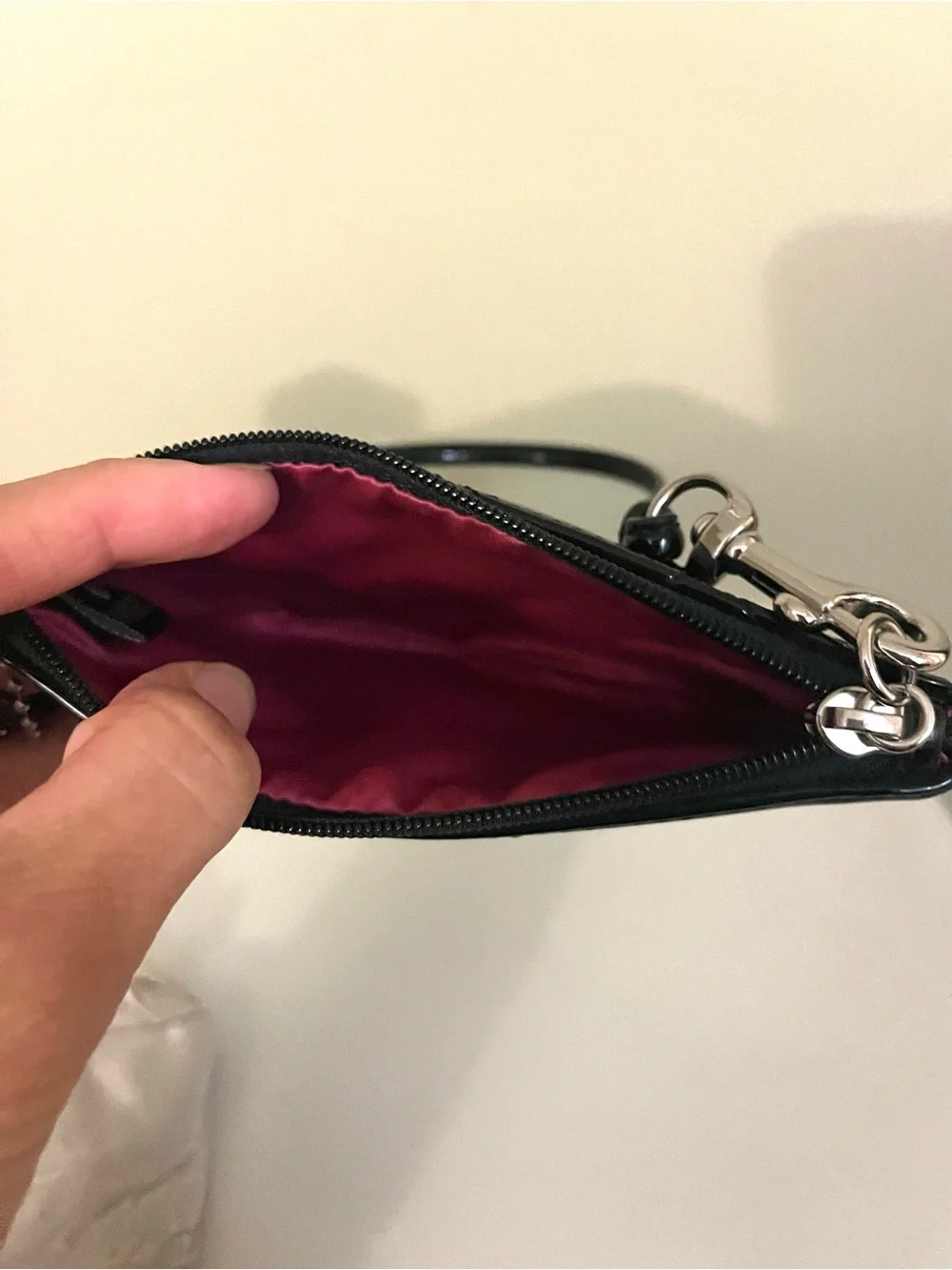 NWT Coach Poppy Black Patent Leather Quilted Wristlet